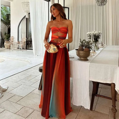 Diana | Robe Maxi Élégante à Rayures Colorées