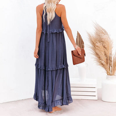 Sarah | Robe Maxi Volante Halter (Quasi épuisé)