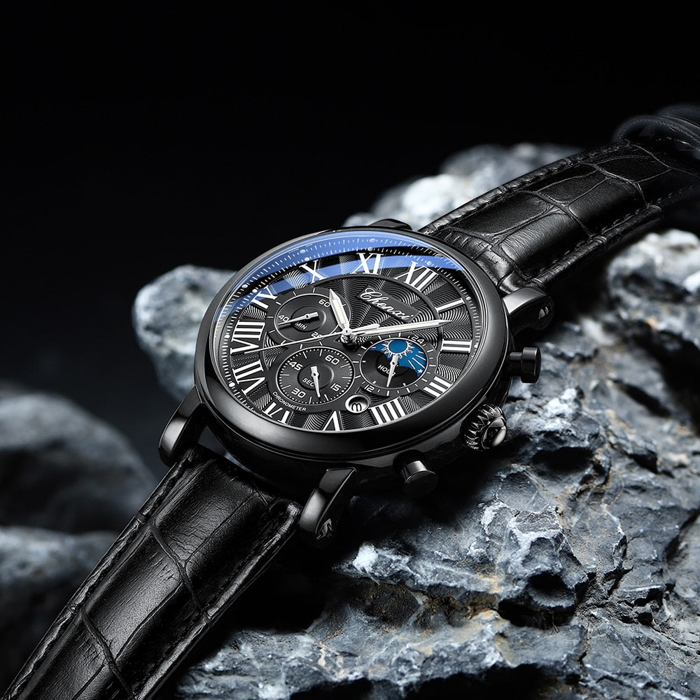 Montre Quartz avec Bracelet en Cuir de Luxe