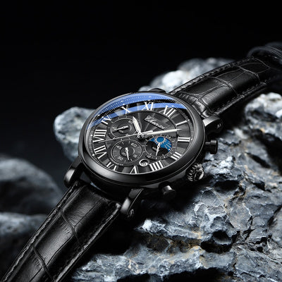 Montre Quartz avec Bracelet en Cuir de Luxe