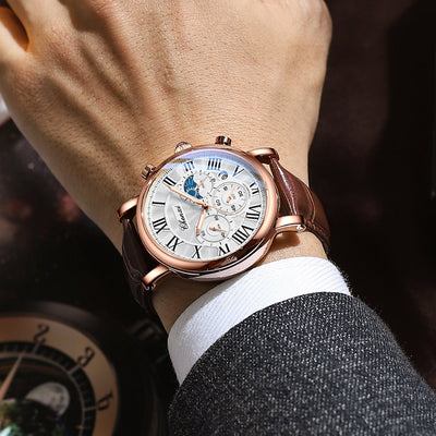 Montre Quartz avec Bracelet en Cuir de Luxe