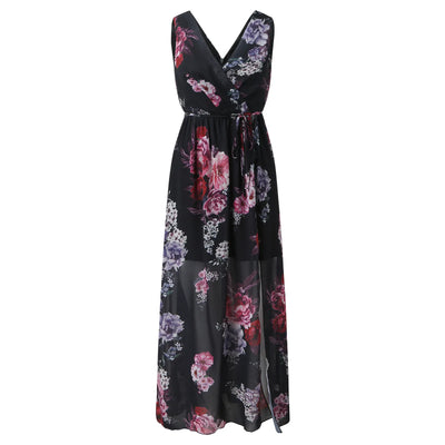 Blanca | Robe Maxi Florale Élégante avec Haute Fente
