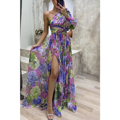 Aby | Élégante Robe Florale à Une Épaule