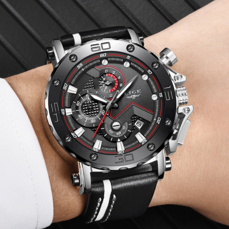 Montre de Luxe Militaire en Acier Quartz