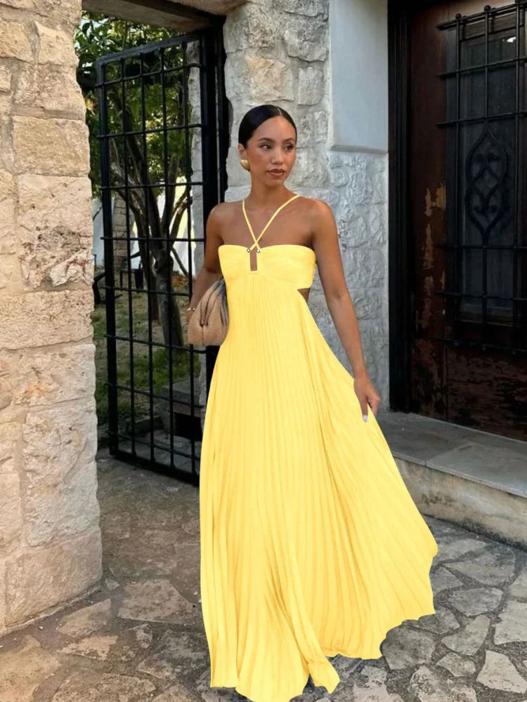 Nina | Robe Maxi Plissée Élégante