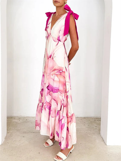 Alba | Robe Maxi avec Dos Noué et Décolleté en V
