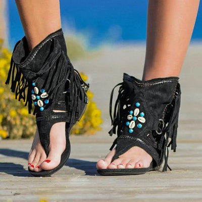 Victoria™ - Sandales Boho à Franges Rétro