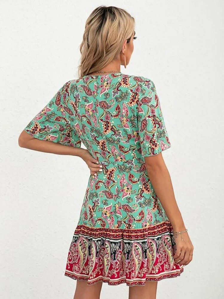 Sarah | Robe Fleurie avec Nœud Frontal