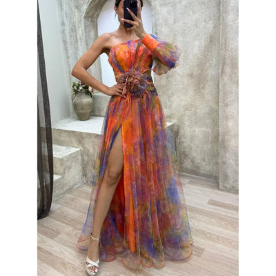 Jenny | Élégant Robe Florale à Une Épaule