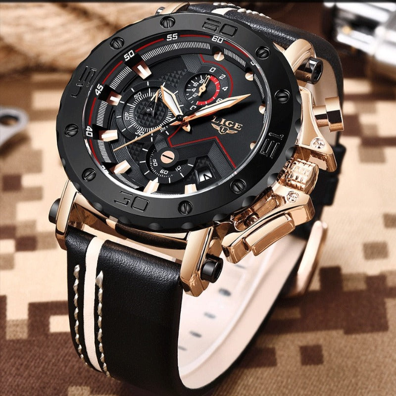 Montre de Luxe Militaire en Acier Quartz