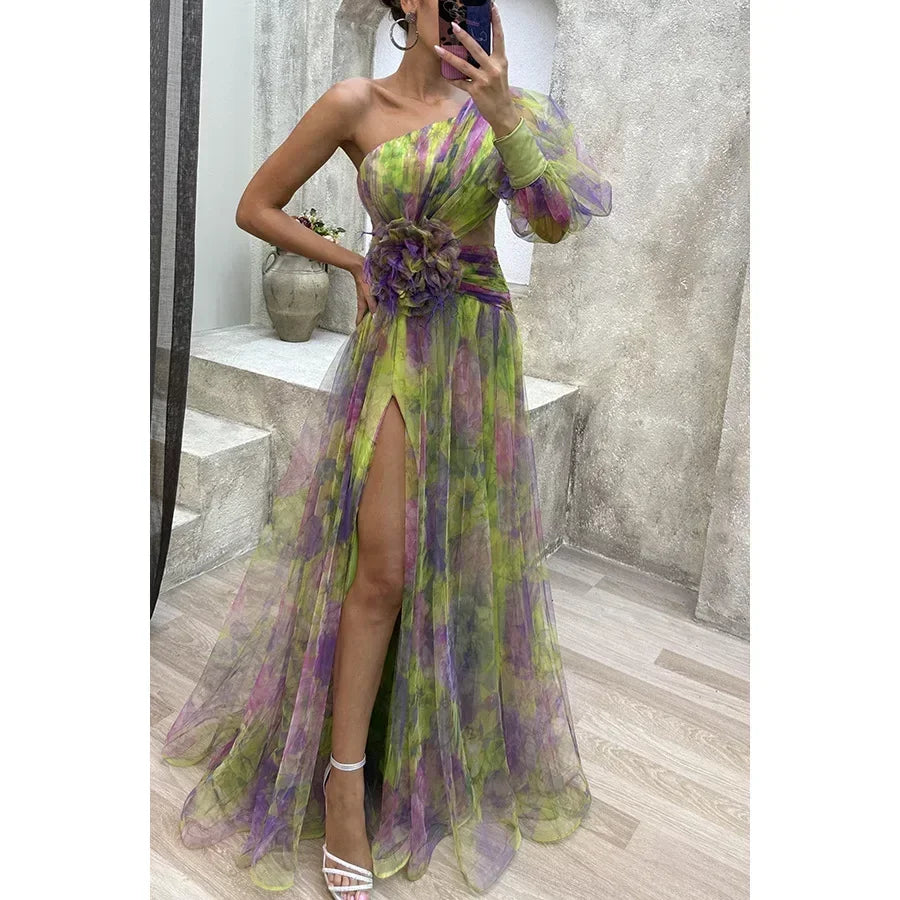 Jenny | Élégant Robe Florale à Une Épaule