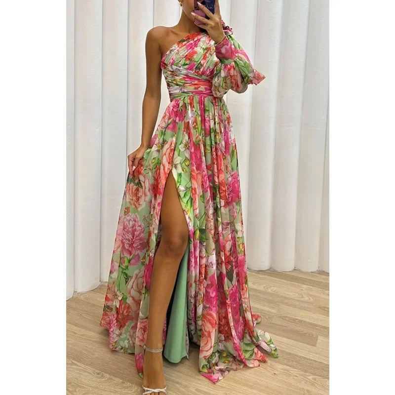 Aby | Élégante Robe Florale à Une Épaule
