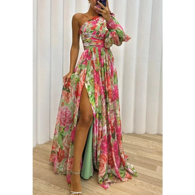 Aby | Élégante Robe Florale à Une Épaule