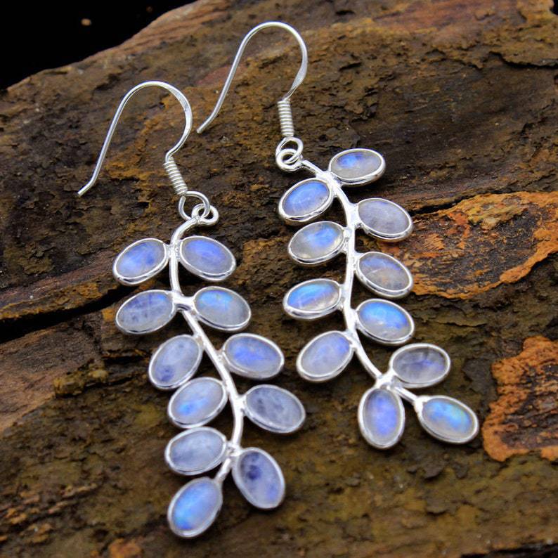 Boucles d'Oreilles avec Pierre de Lune