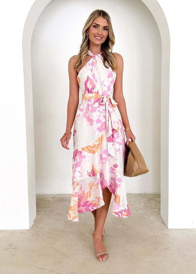 Amira | Robe Enveloppante avec Col Halter