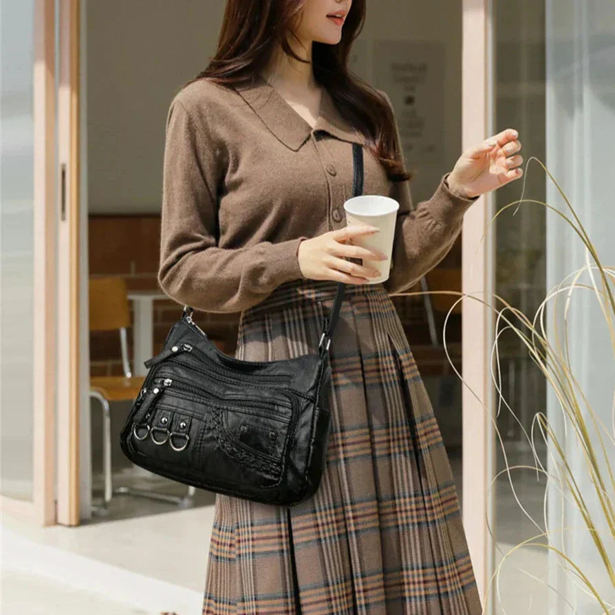 Olivia™ Vintage Charm | Sac à Fermeture Éclair Souple