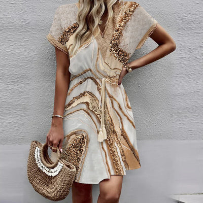Sally | Robe Imprimée avec Décolleté en V Élégante