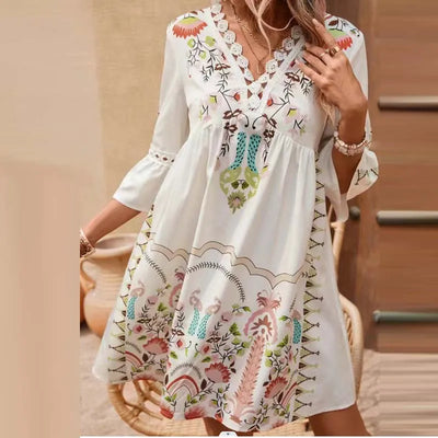 Kissia | Robe Artistique à Imprimé Boho