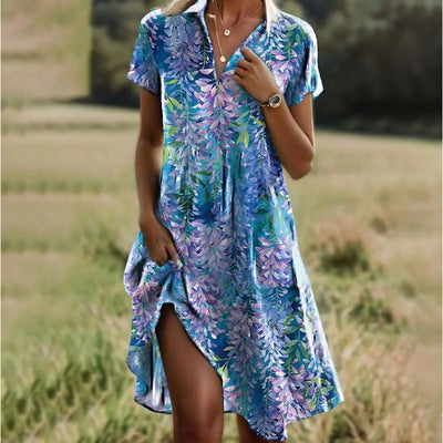 Carla™ | Élégant robe florale avec boutons et décolleté en V