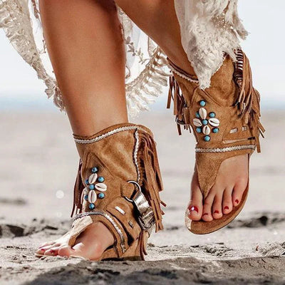 Victoria™ - Sandales Boho à Franges Rétro