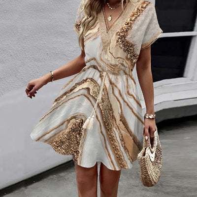 Sally | Robe Imprimée avec Décolleté en V Élégante