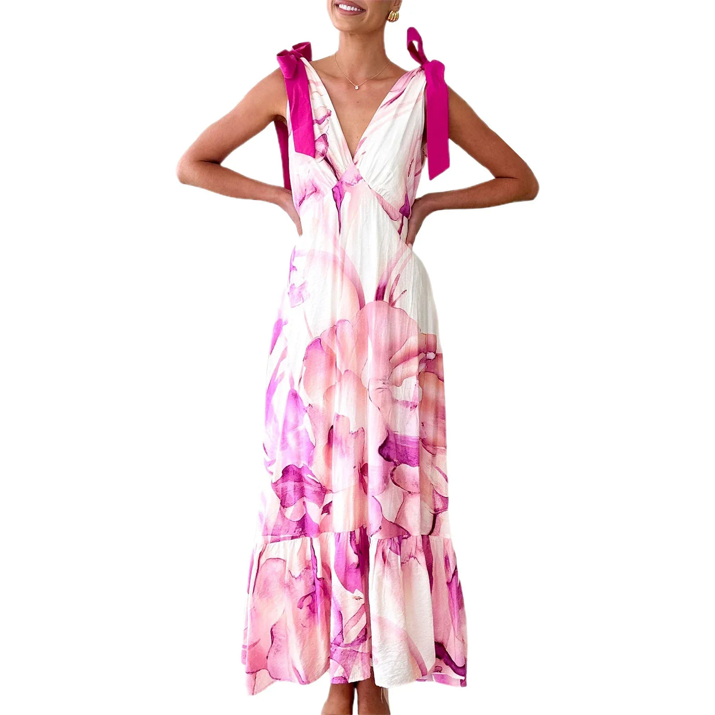 Alba | Robe Maxi avec Dos Noué et Décolleté en V