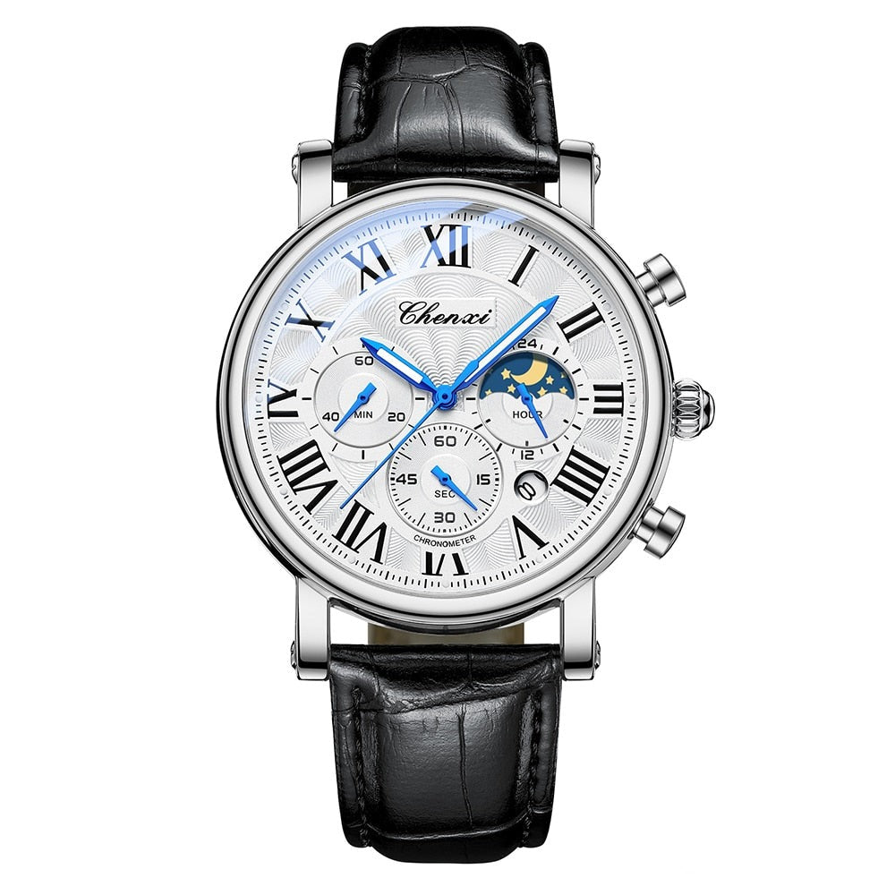 Montre Quartz avec Bracelet en Cuir de Luxe