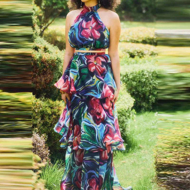 Lessy | Ensemble de Deux Pièces Floral Stylé