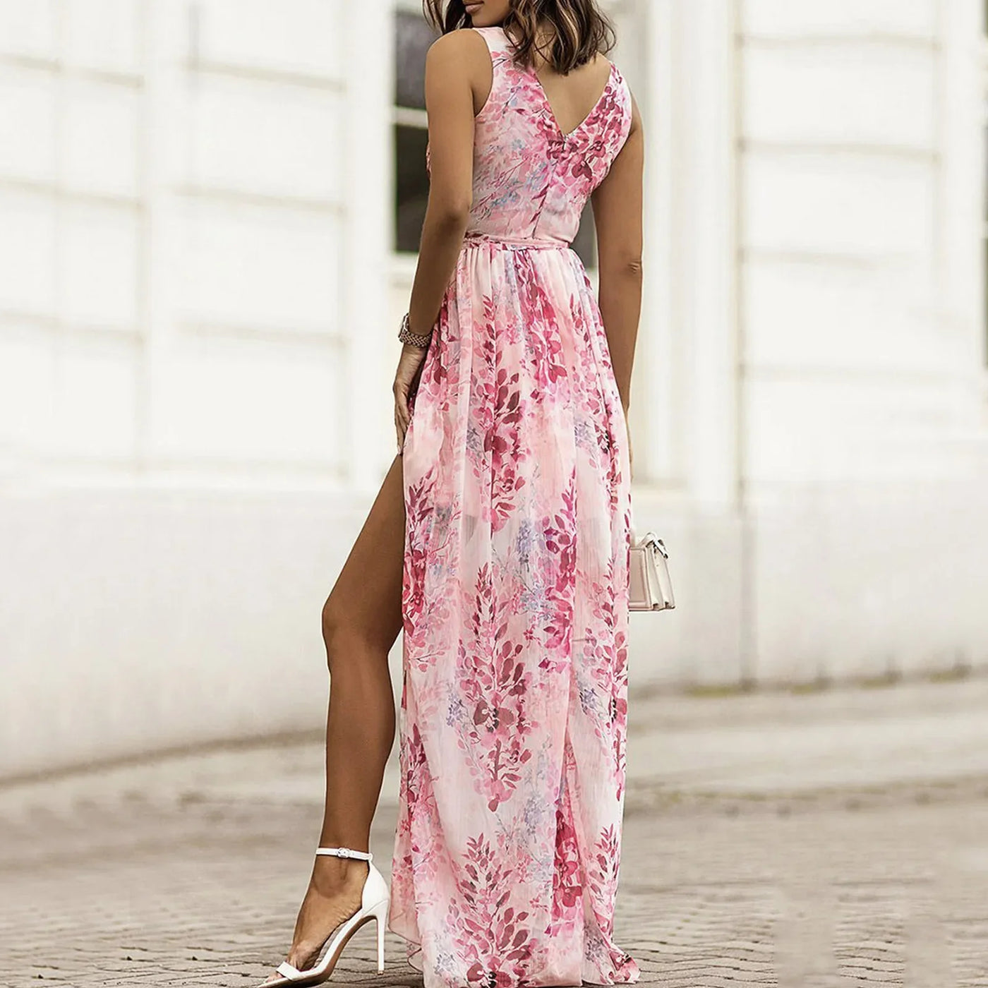 Blanca | Robe Maxi Florale Élégante avec Haute Fente