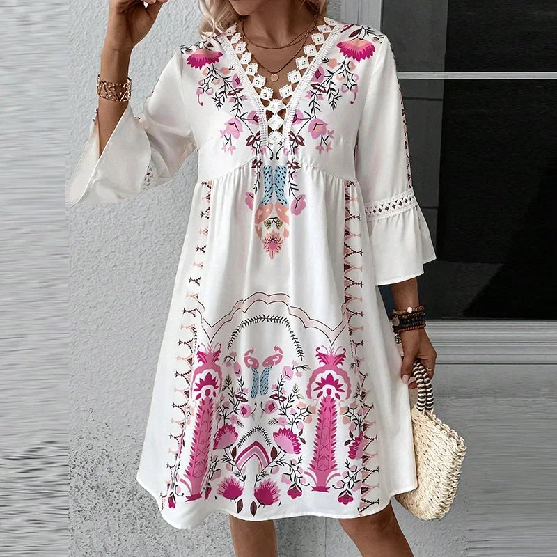 Kissia | Robe Artistique à Imprimé Boho