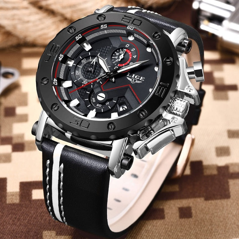 Montre de Luxe Militaire en Acier Quartz