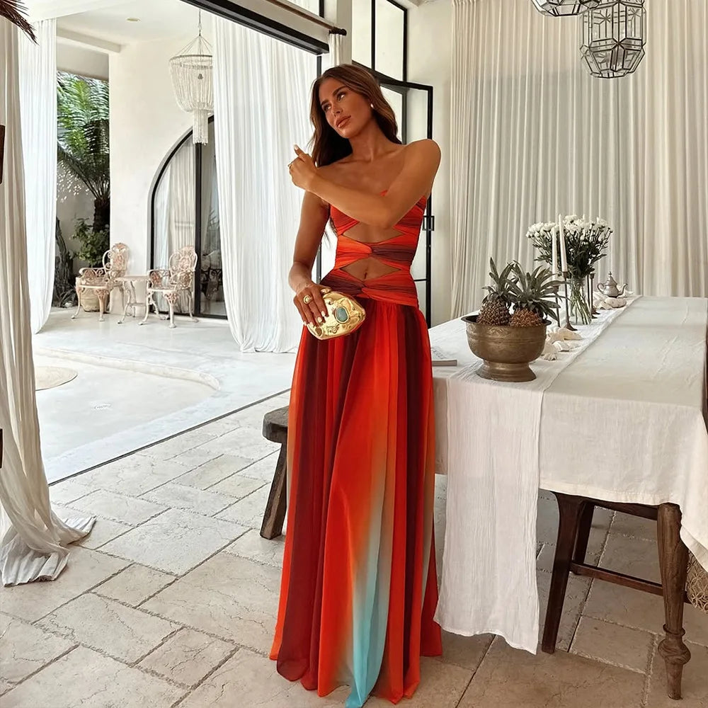 Diana | Robe Maxi Élégante à Rayures Colorées