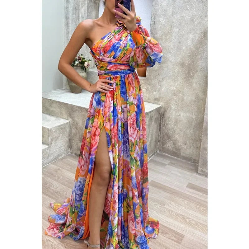 Aby | Élégante Robe Florale à Une Épaule