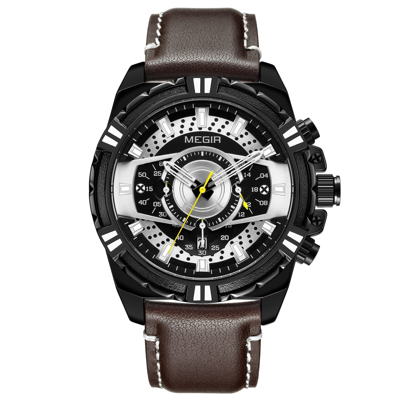Montre de Sport Militaire Chronographe Quartz de Luxe en Cuir