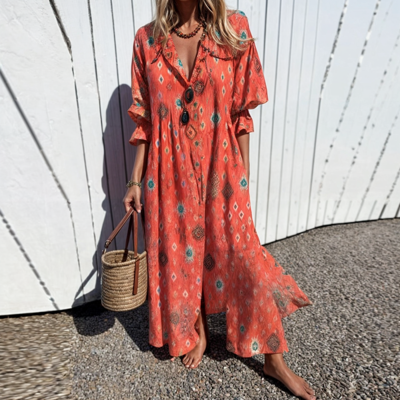 Odessa | Robe Fleurie avec Boutons et Longueur Maxi