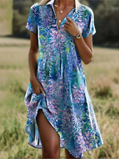 Carla™ | Élégant robe florale avec boutons et décolleté en V