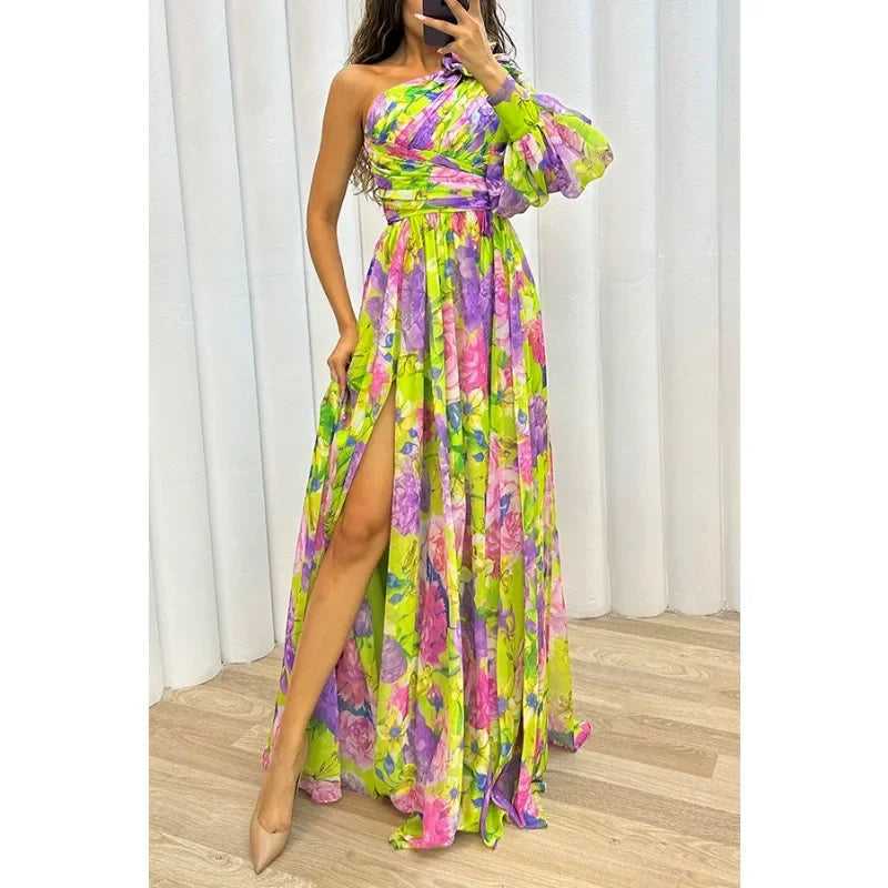 Aby | Élégante Robe Florale à Une Épaule