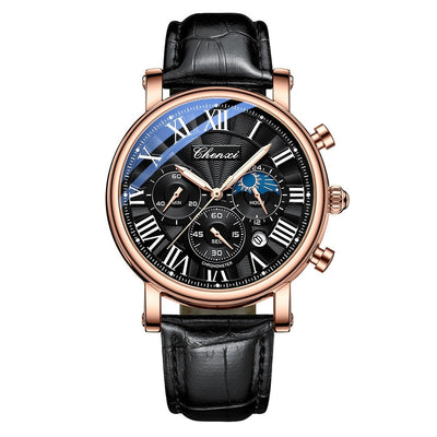 Montre Quartz avec Bracelet en Cuir de Luxe