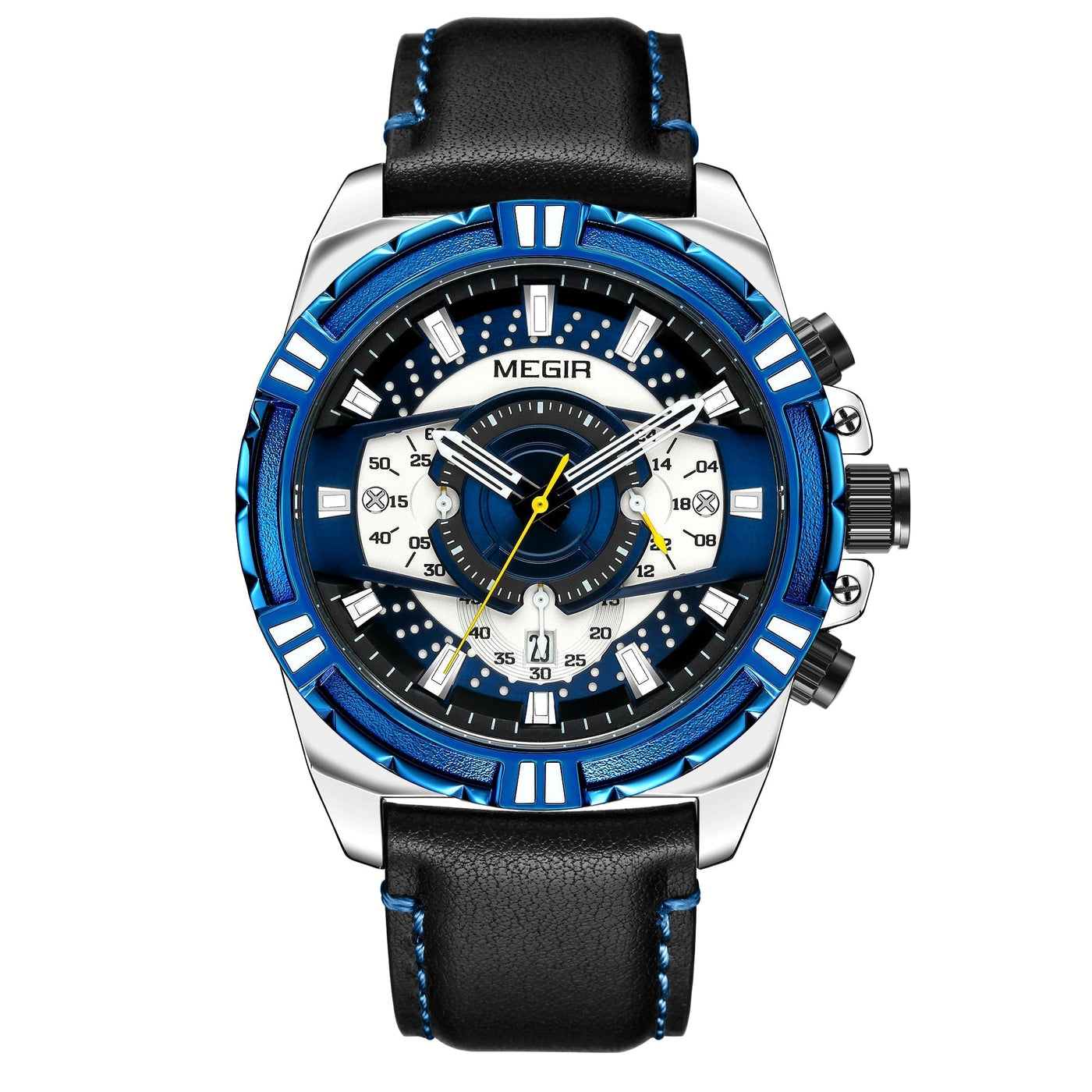 Montre de Sport Militaire Chronographe Quartz de Luxe en Cuir