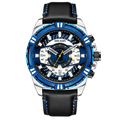Montre de Sport Militaire Chronographe Quartz de Luxe en Cuir