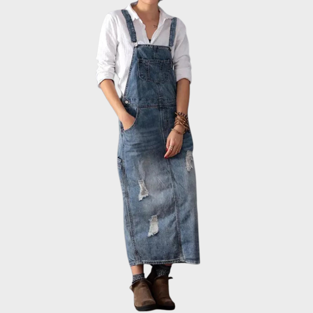Aurore - Salopette en jean vintage avec poches