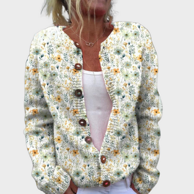 Lise - Gilet en maille imprimé fleurs, élégant et confortable