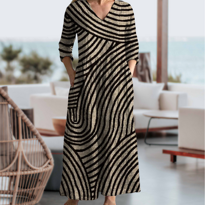 Elisa | Robe à Motif Rayé avec Décolleté en V