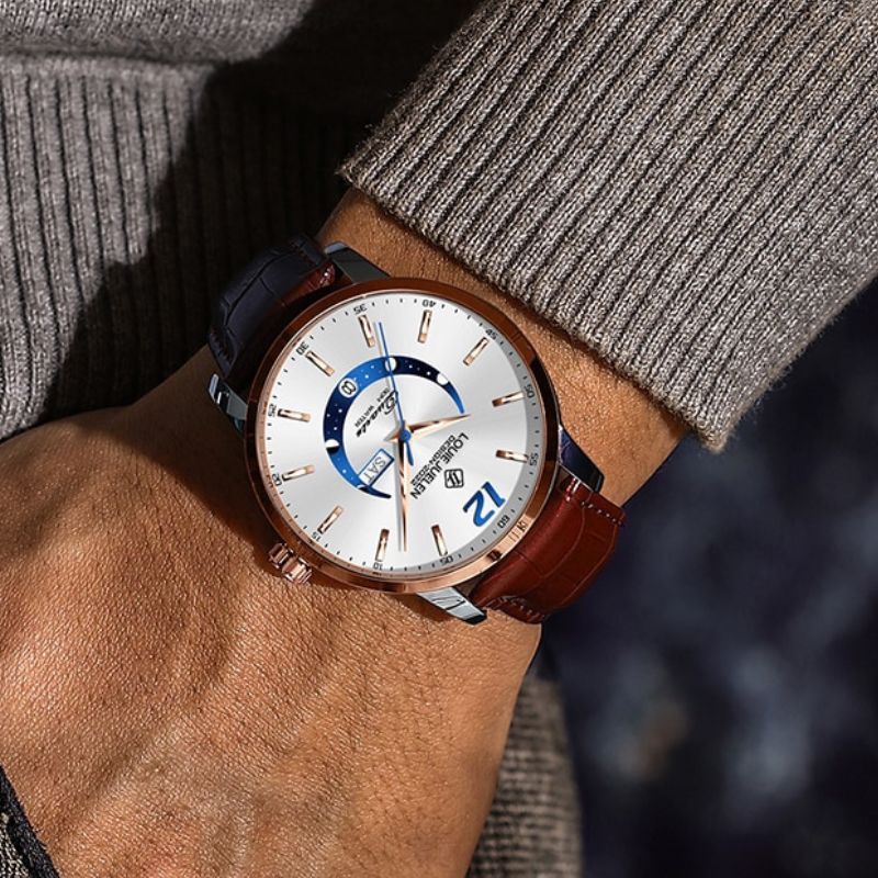 Montre élégante à phase de lune lumineuse
