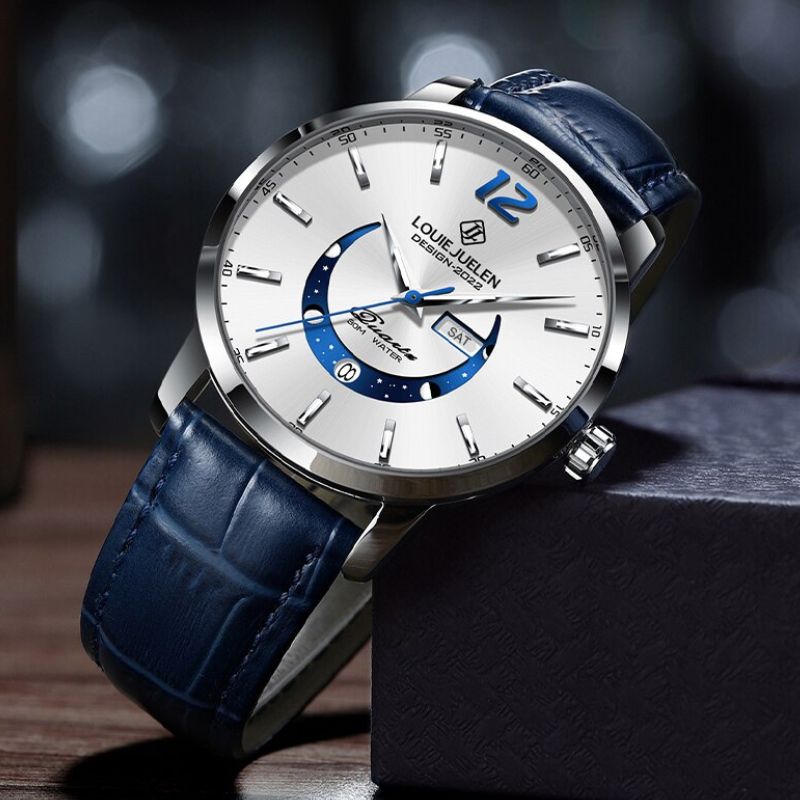 Montre élégante à phase de lune lumineuse