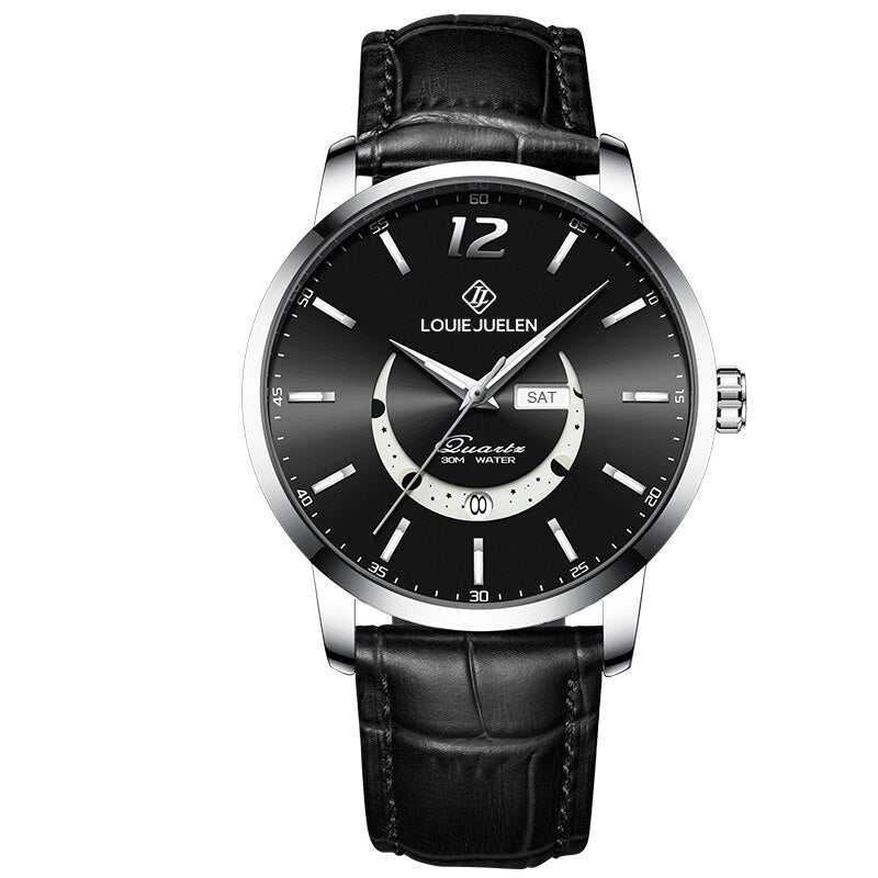 Montre élégante à phase de lune lumineuse