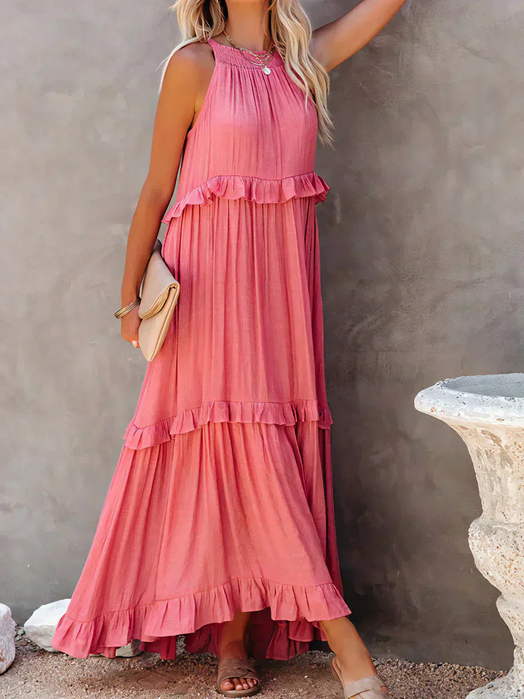 Sarah | Robe Maxi Volante Halter (Quasi épuisé)