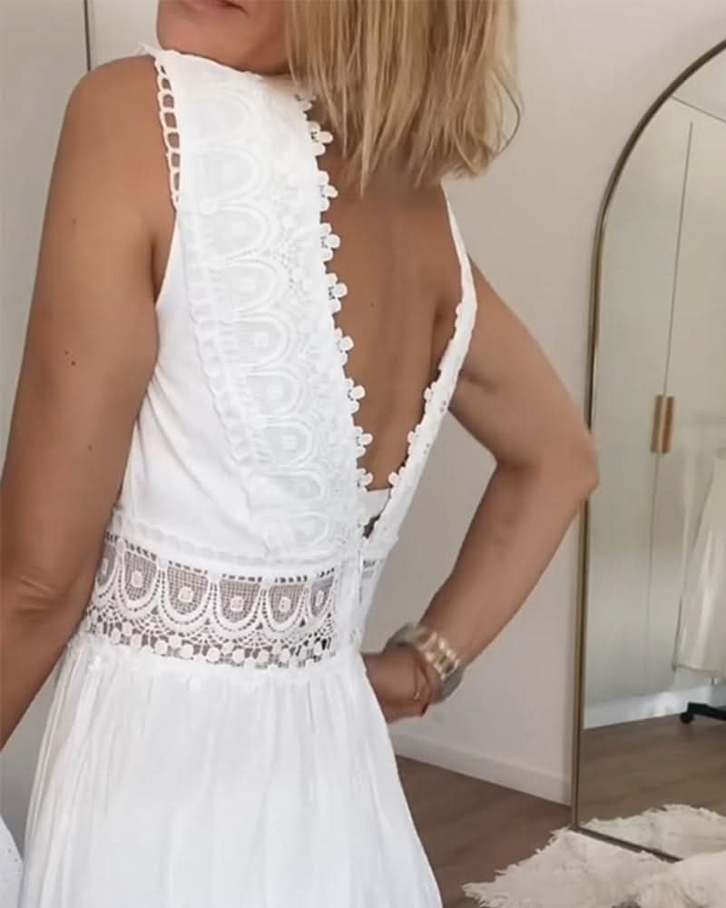 ROSA™ - ROBE CHEMISE EN LACE AVEC DÉCOLLETÉ EN V