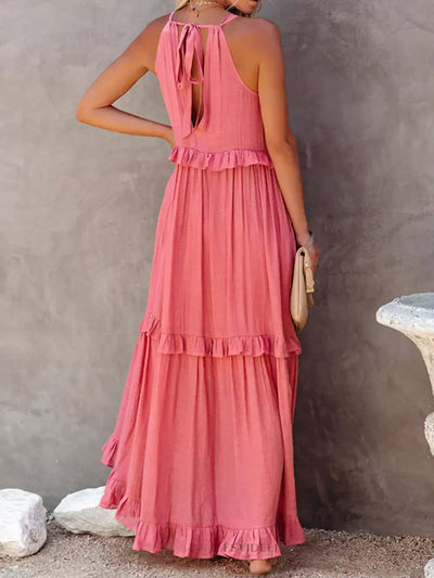 Sarah | Robe Maxi Volante Halter (Quasi épuisé)