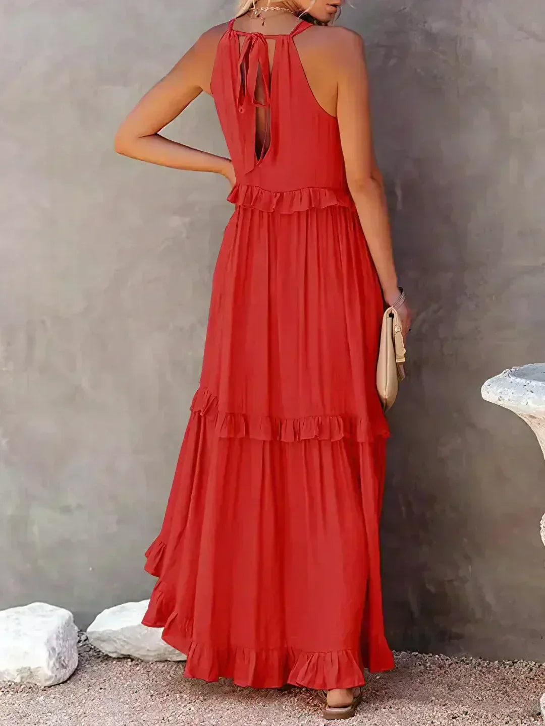 Sarah | Robe Maxi Volante Halter (Quasi épuisé)